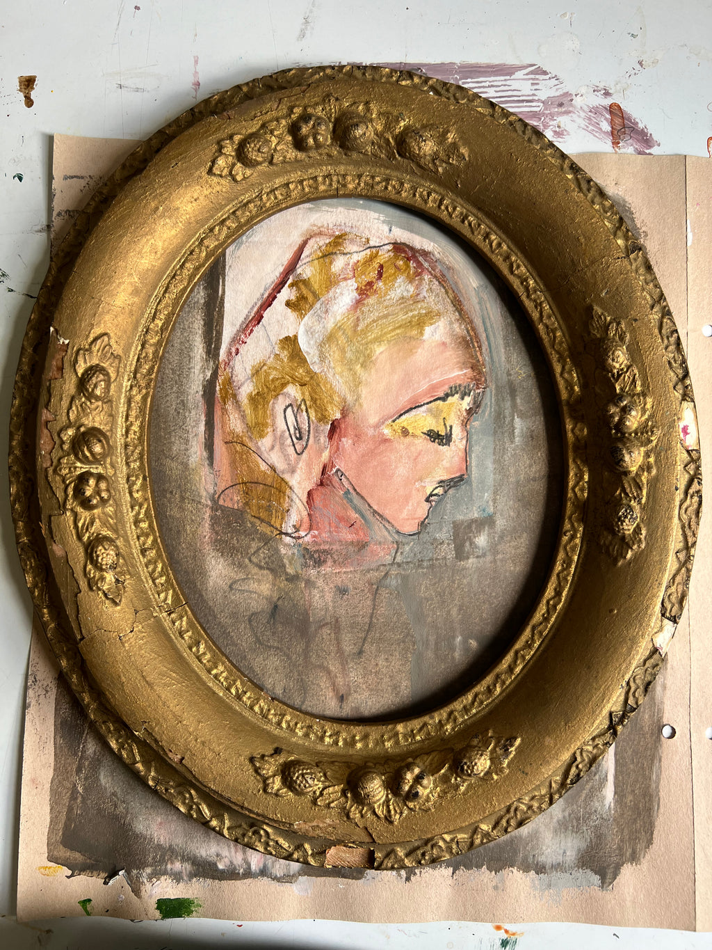 Woman with Antique Frame