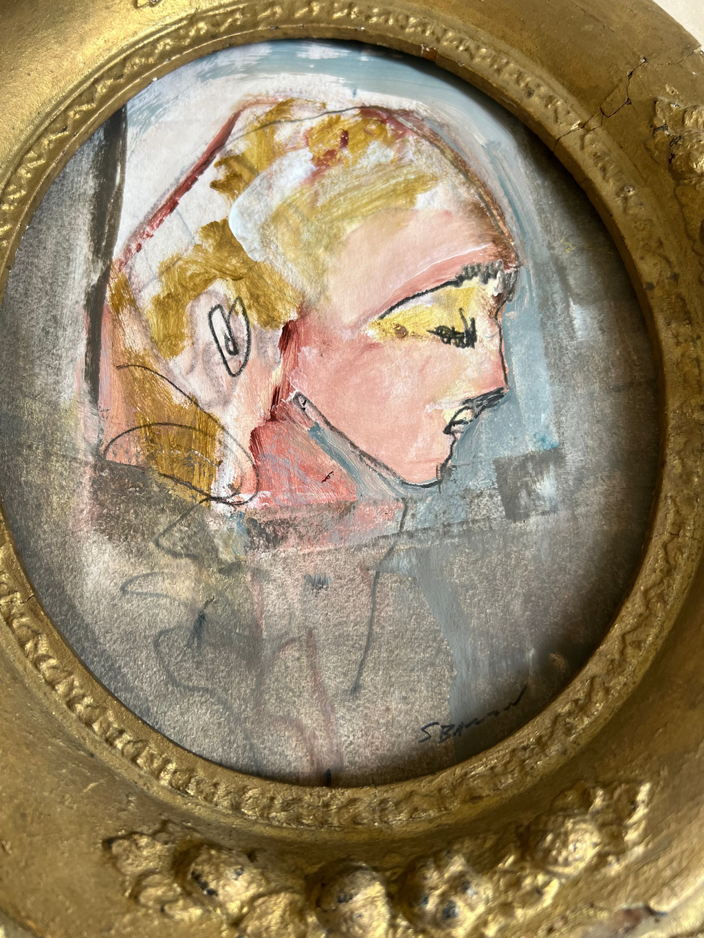 Woman with Antique Frame